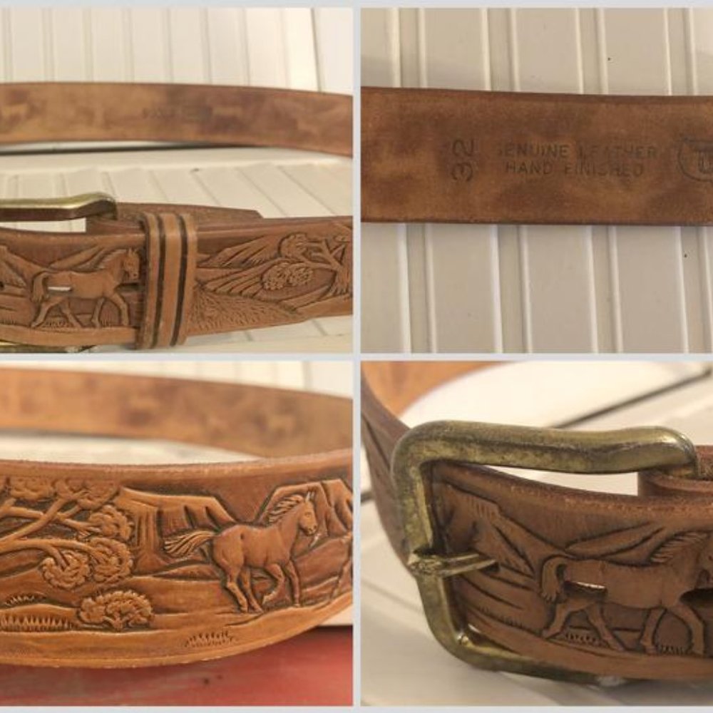 1970s SEARS Vtg Men's Tooled Leather Belt West